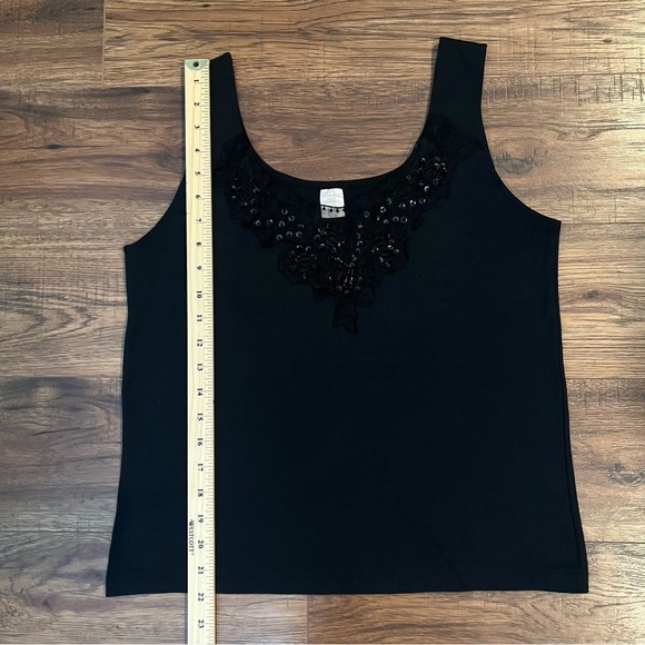 Vintage Y2K Black Sleeveless Top Beaded Accents Whimsigoth Fairy Retro‎ Medium - Picture 4 of 7